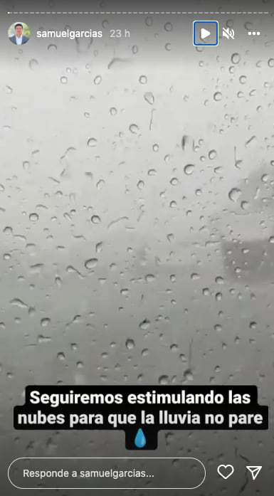 Samuel García agradece caída de lluvia en Monterrey