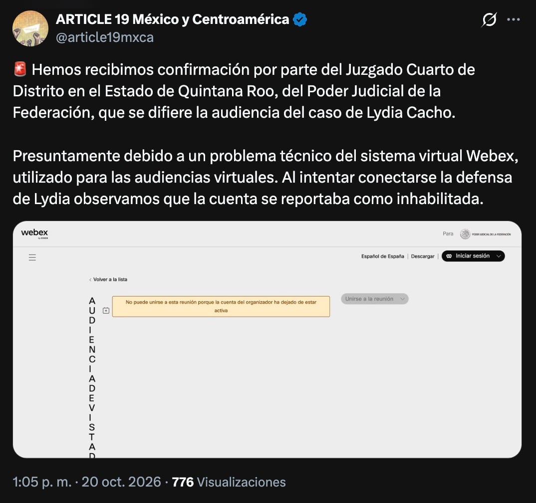 Fallas técnicas impiden la audiencia de Lydia Cacho contra Mario Marín