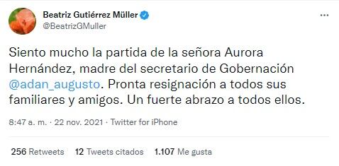 Tuit de Beatriz Gutiérrez Müller
