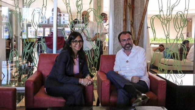 Delcy Rodríguez, representante de Venezuela en la OEA y el canciller mexicano Luis Videgaray