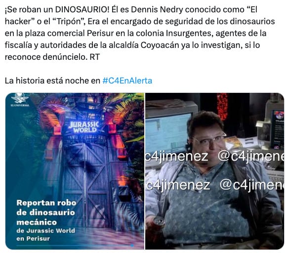 Memes del dinosaurio robado de Perisur del Jurassic World: The Exhibition