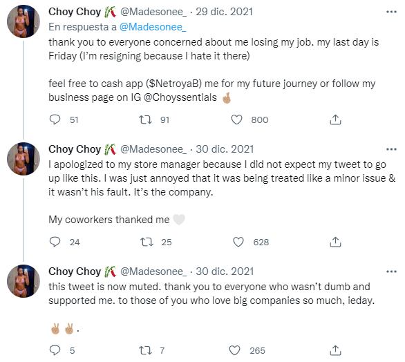 Tweets de la empleada de H&M que denunció que había piojos en la ropa
