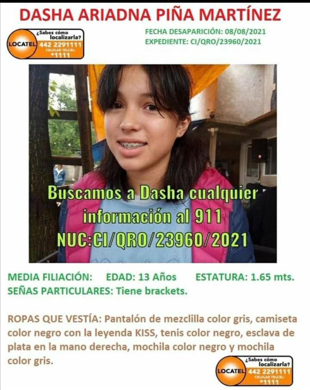 Dasha Piña Martínez, menor desaparecida tras tomar un Didi