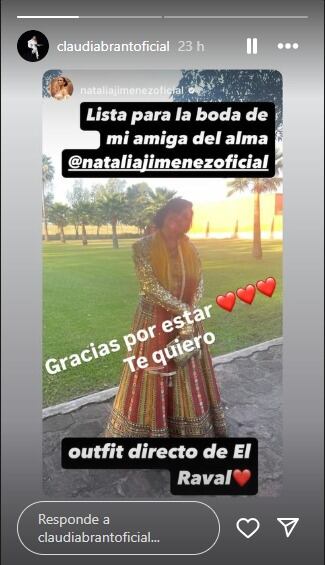 Claudia Brant asiste a la boda de Natalia Jiménez