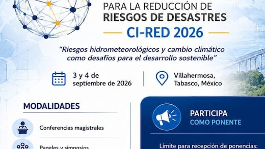 Tabasco será sede del Congreso Internacional para la Reducción de Riesgos de Desastres 2026