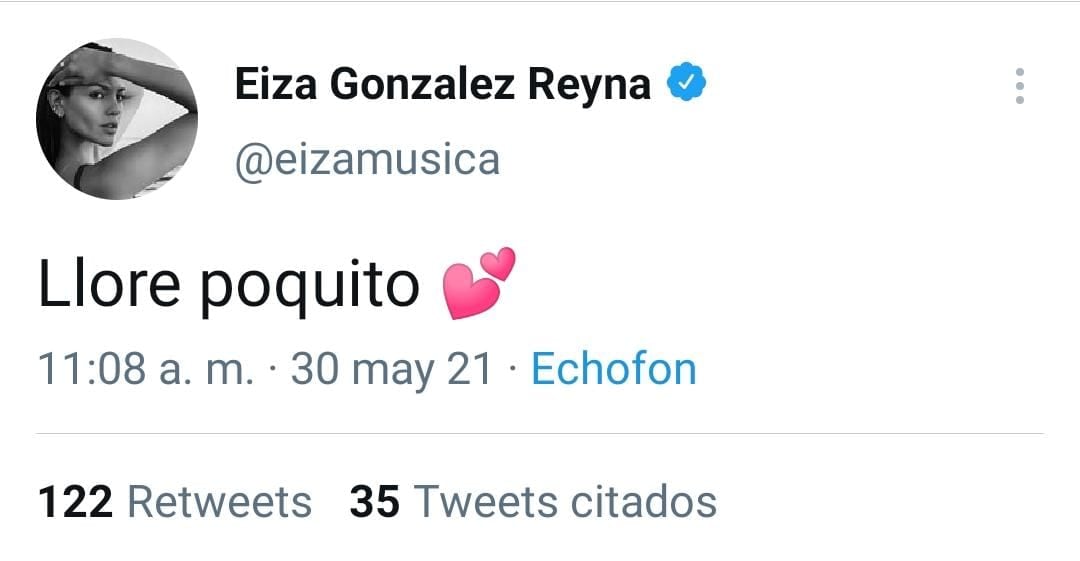 Publicación de Twitter - Eiza González
