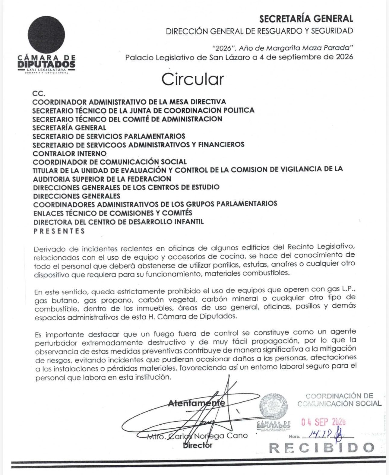 Cámara de Diputados se queda sin estufas o parrillas