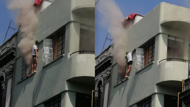 Hombre se avienta de ventana por incendio en su departamento