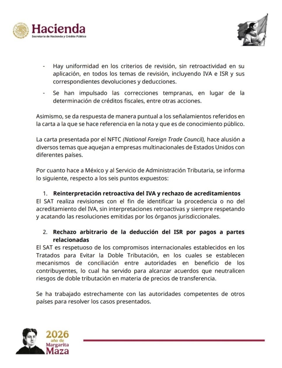 Hacienda niega acoso del SAT a empresas de Estados Unidos