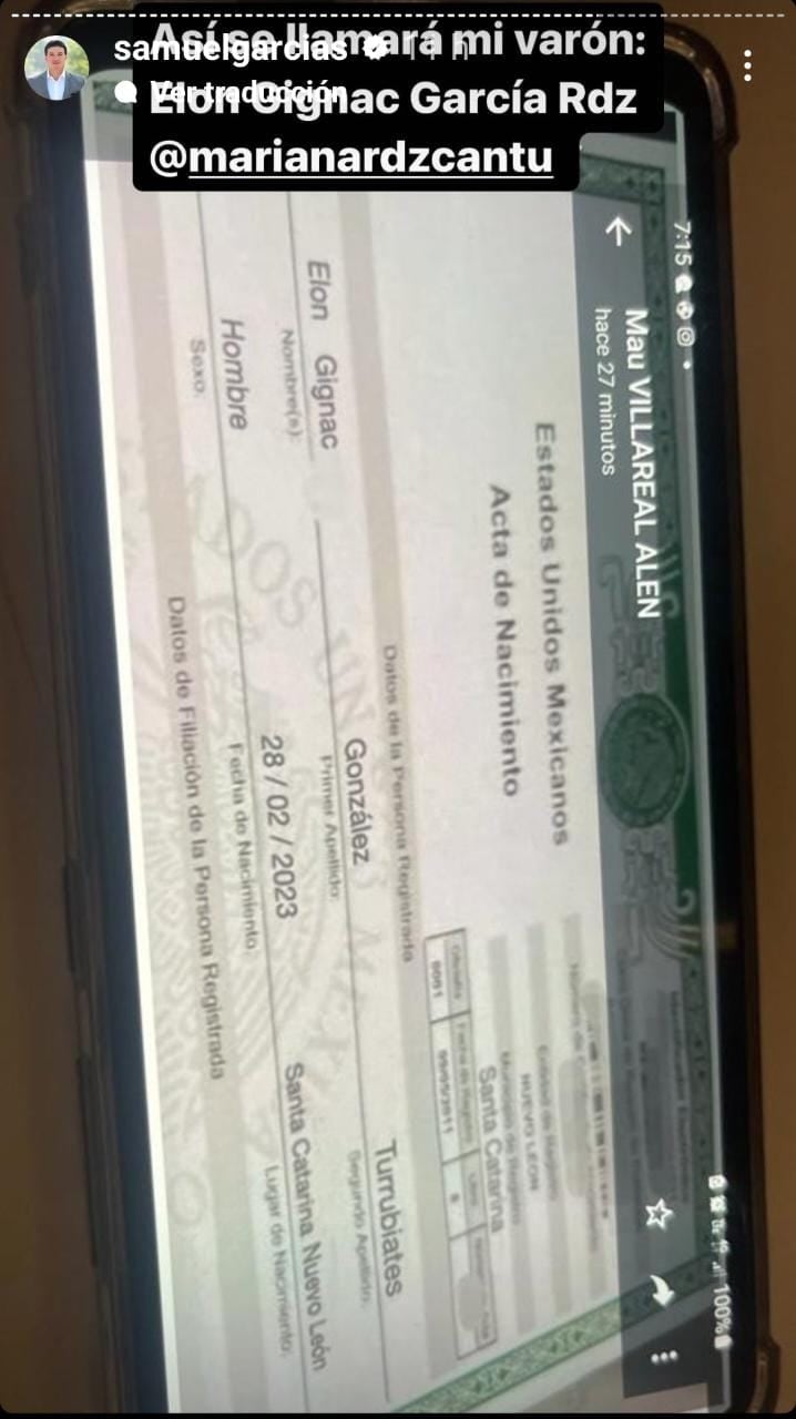 Samuel García propone a Mariana Rodríguez tener otro hijo para llamarlo Elon Gignac