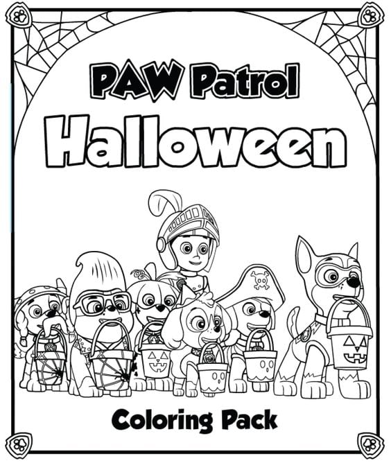 Dibujos de los disfraces de Marshall de Paw Patrol en Halloween