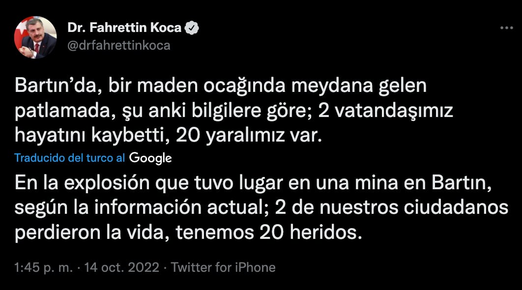 Explosión en mina de Turquía deja casi 50 personas atrapadas