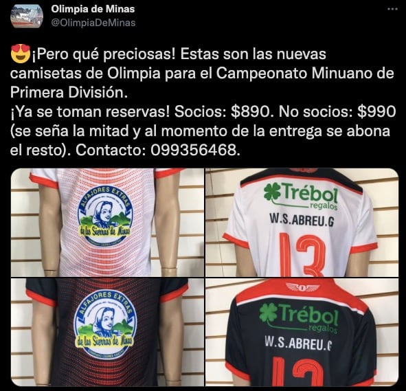 El Olimpia de Minas presentó la camiseta del Loco Abreu