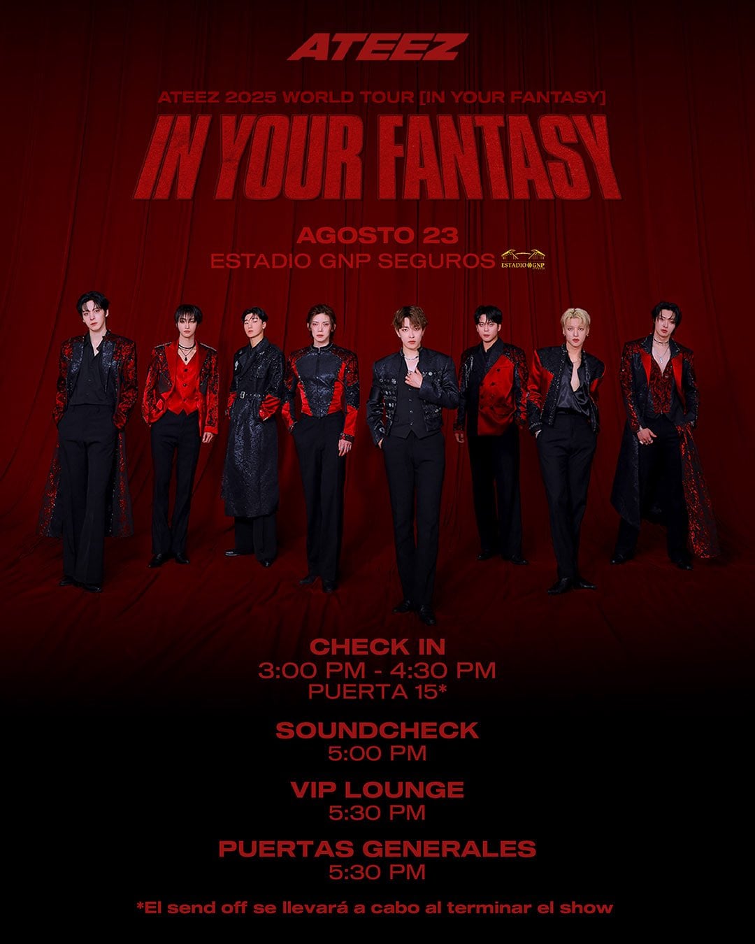 Concierto de ATEEZ en Estadio GNP Seguros: horario