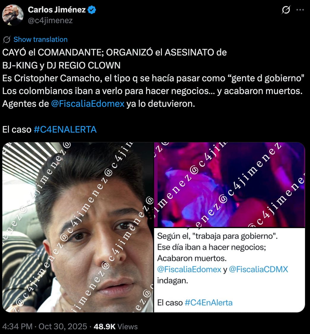 Cristopher Camacho ‘El Comandante’ es detenido por asesinato de B-King y Regio Clown
