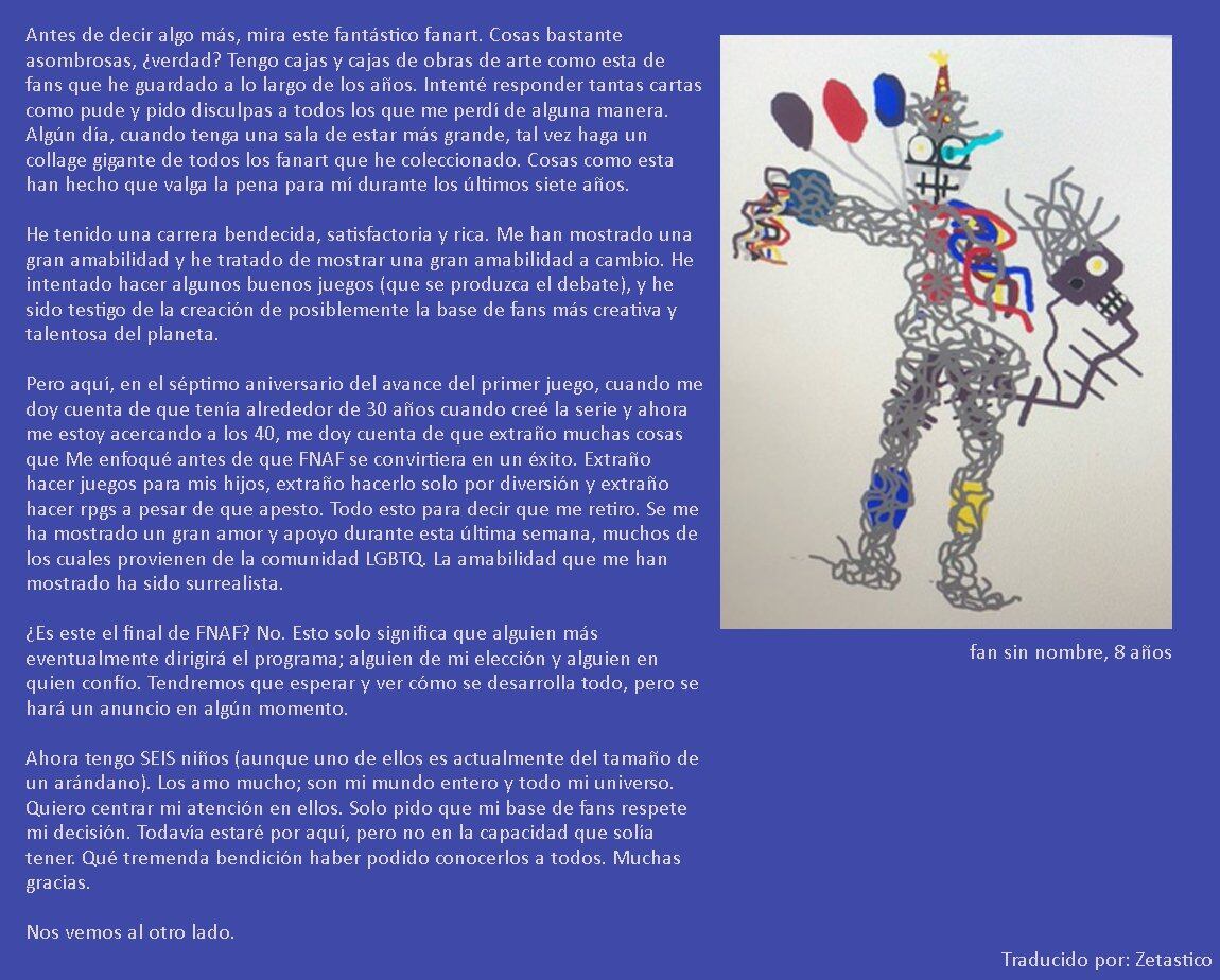 Comunicado Scott Cawthon Five Nights at Freddy's