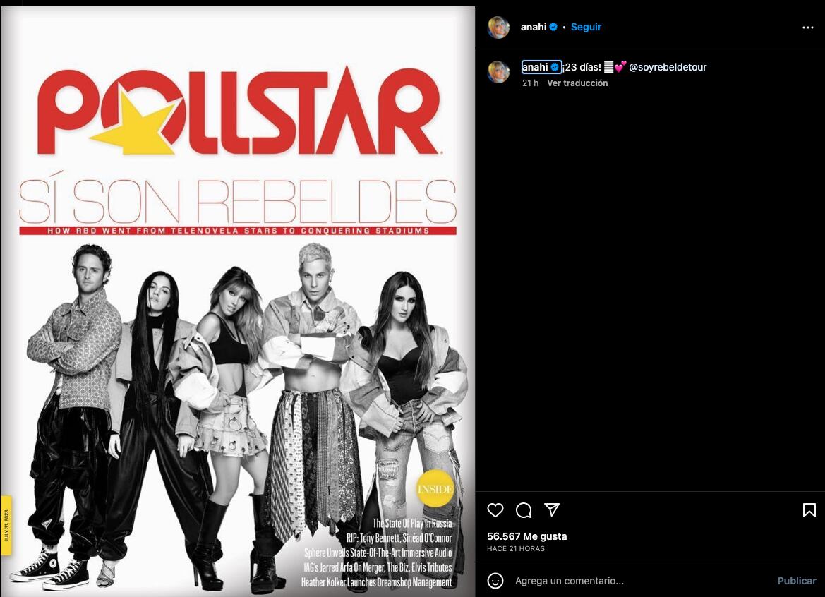 Anahí ya cuenta los días para el inicio de la gira de RBD