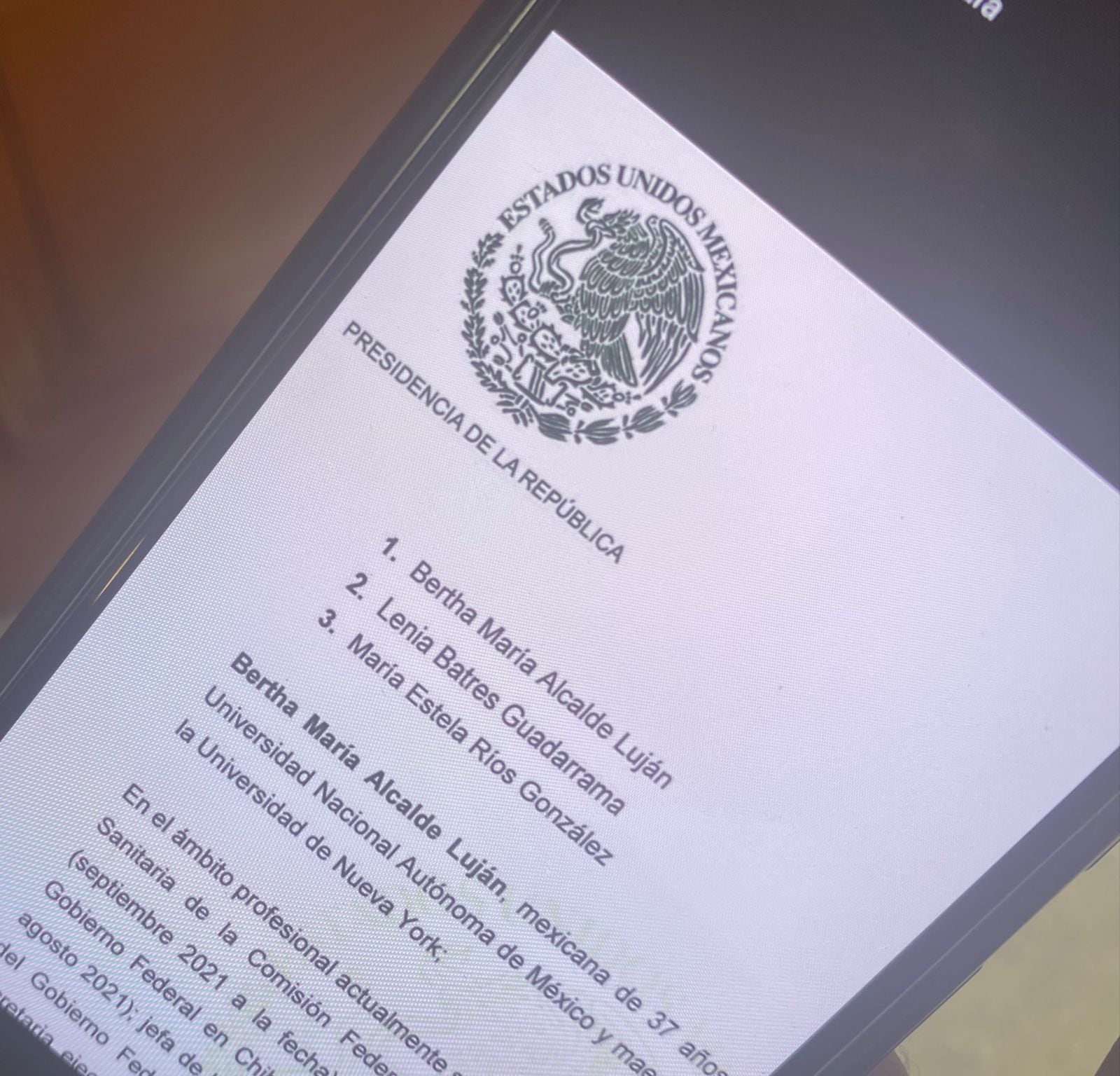 Terna de AMLO para ministra de la SCJN
