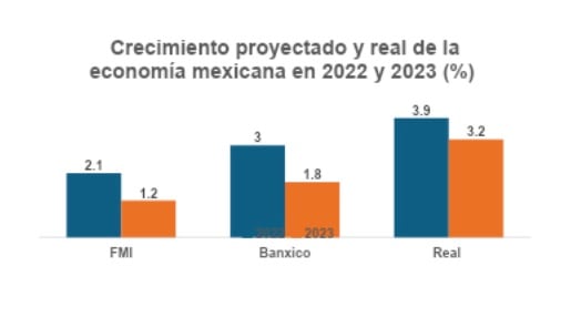 Crecimiento proyectado y real.