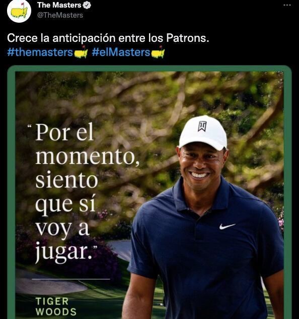 Tiger Woods podría reaparecer en el Masters de Augusta