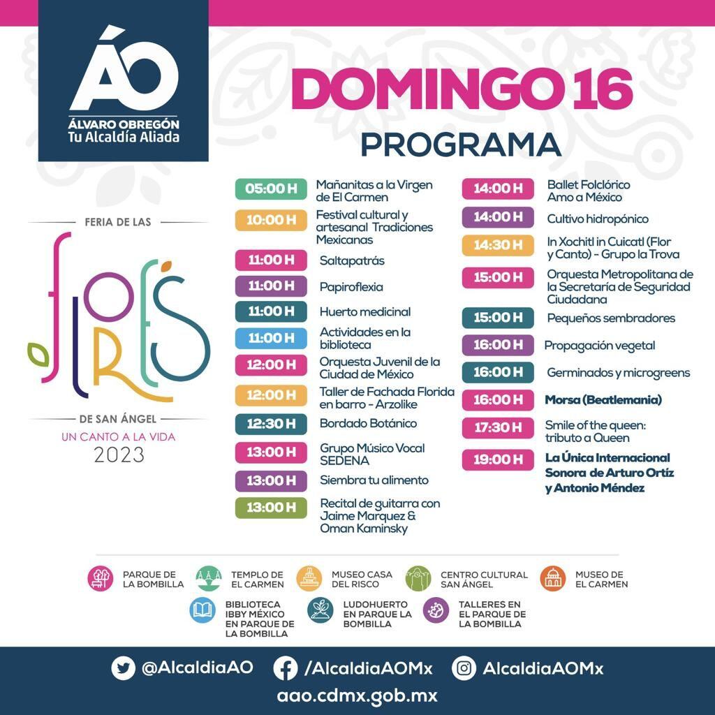 Cartelera de la Feria de las Flores 16 de julio