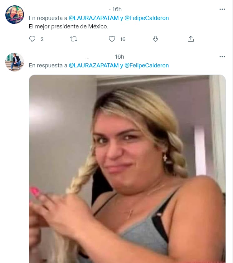 comentarios de Twitter hacia Laura Zapata por su foto con Felipe Calderón