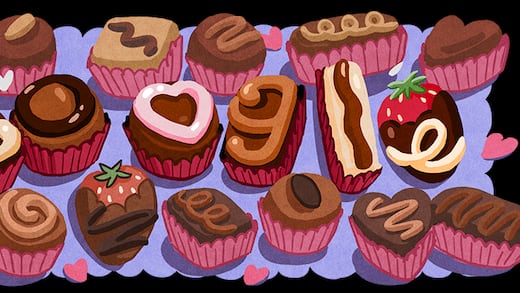 La razón por la que el Google Doodle del Día de San Valentín son chocolates para el 14 de febrero