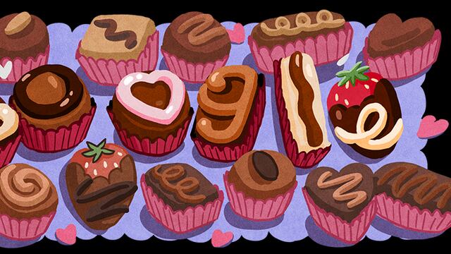 La razón por la que el Google Doodle del Día de San Valentín son chocolates para el 14 de febrero