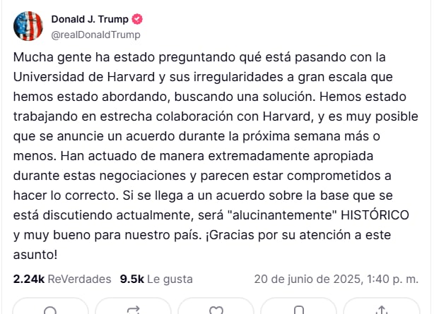 ¿Pleito de Donald Trump vs. Harvard llega a su fin?
