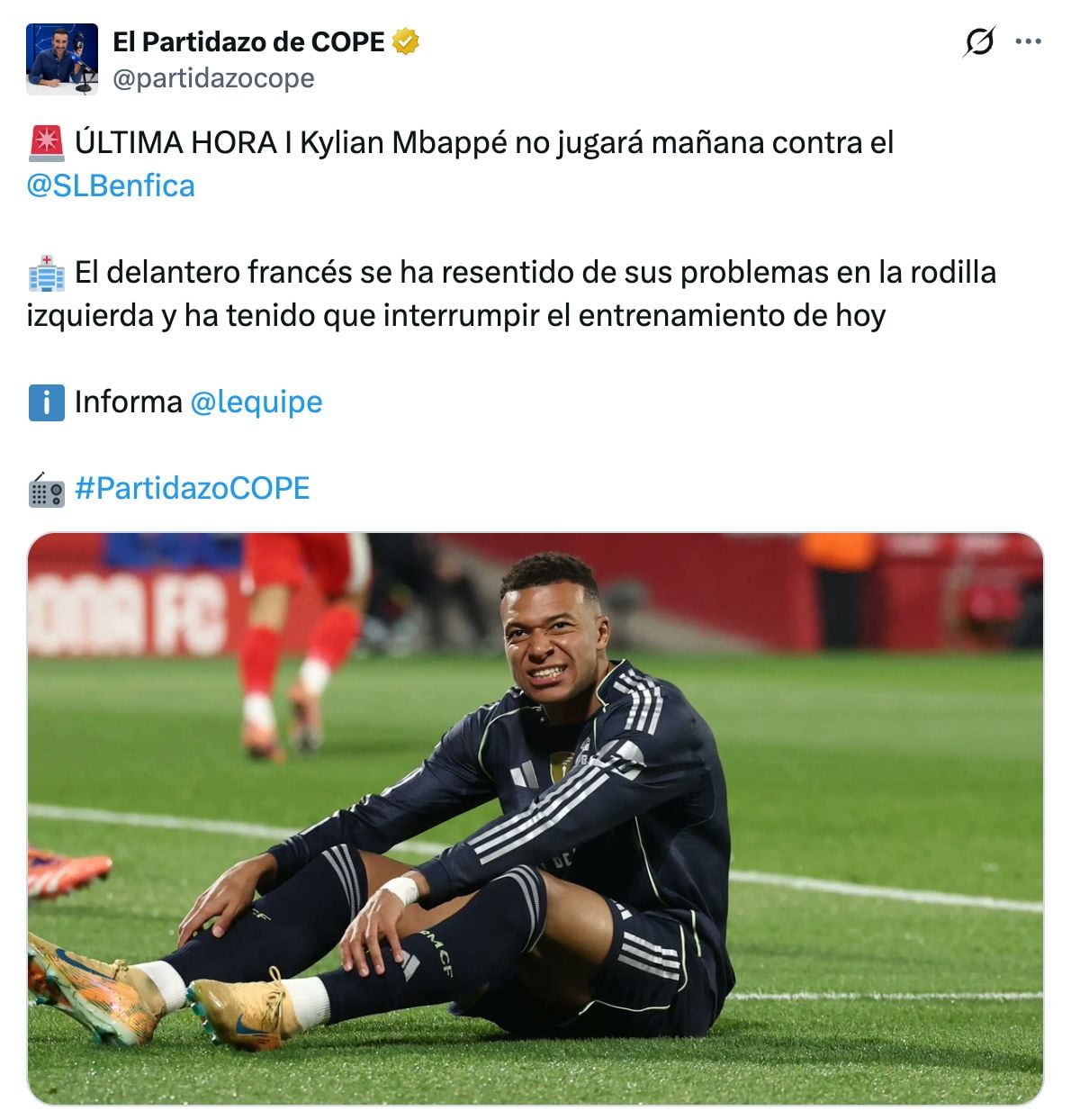 Kylian Mbappé se perdería partido ante Benfica en la Champions League.