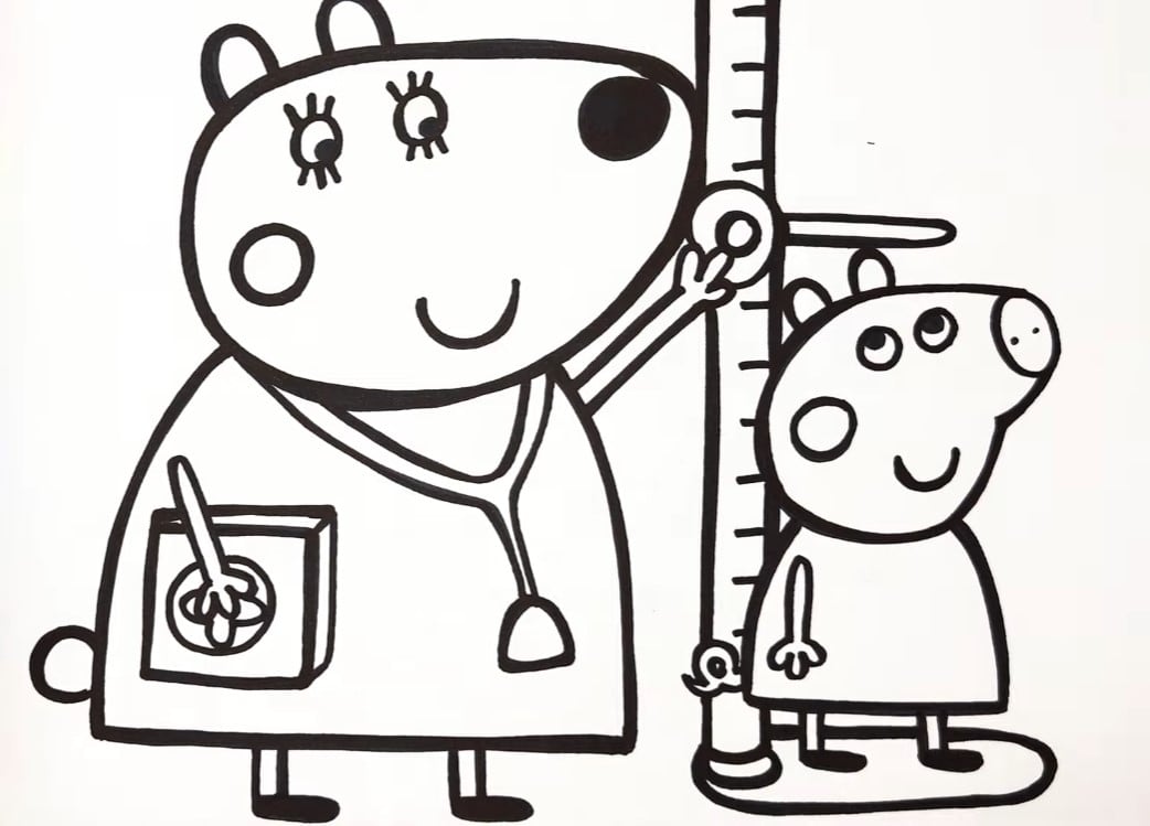 Dibujos de Peppa Pig doctora para colorear en el Día del Médico en México