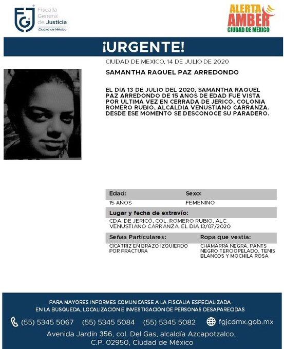 Ficha de búsqueda de Samantha.