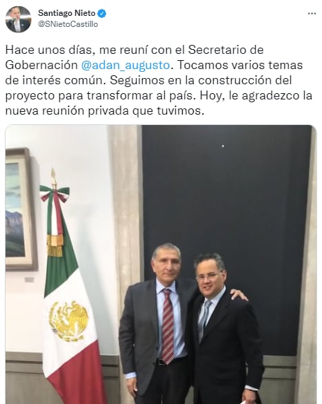 Santiago Nieto se reúne con Adán Augusto López