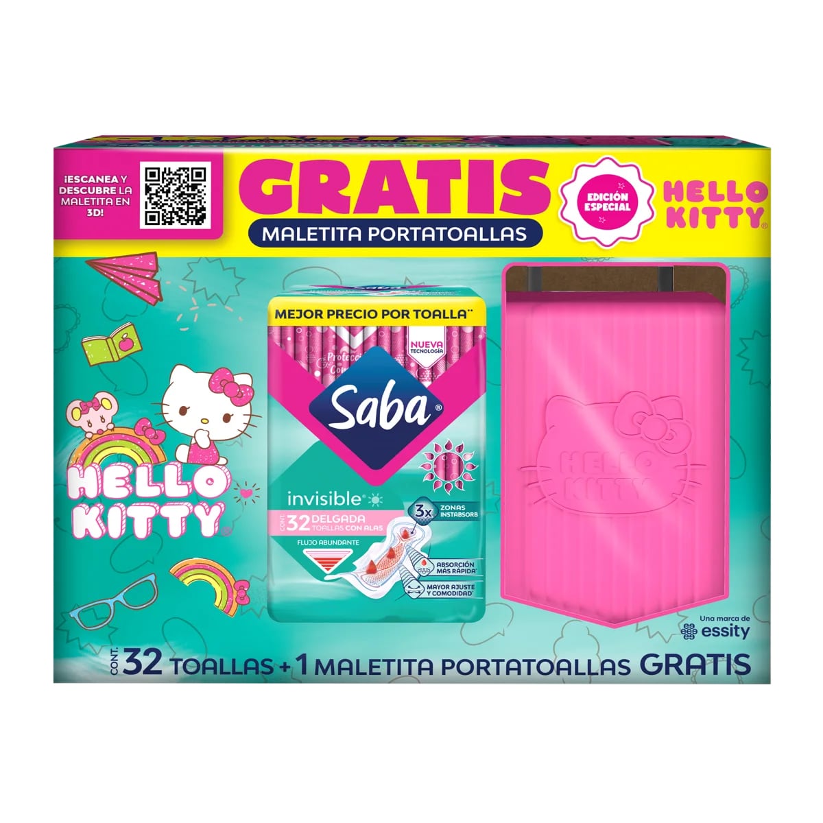 Hello Kitty llega a Saba en forma de una mini maleta que transporta toallas sanitarias