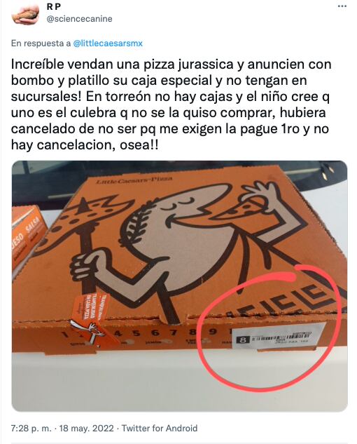 Usuarios de internet hablan de la Dinopizza de Little Caesars