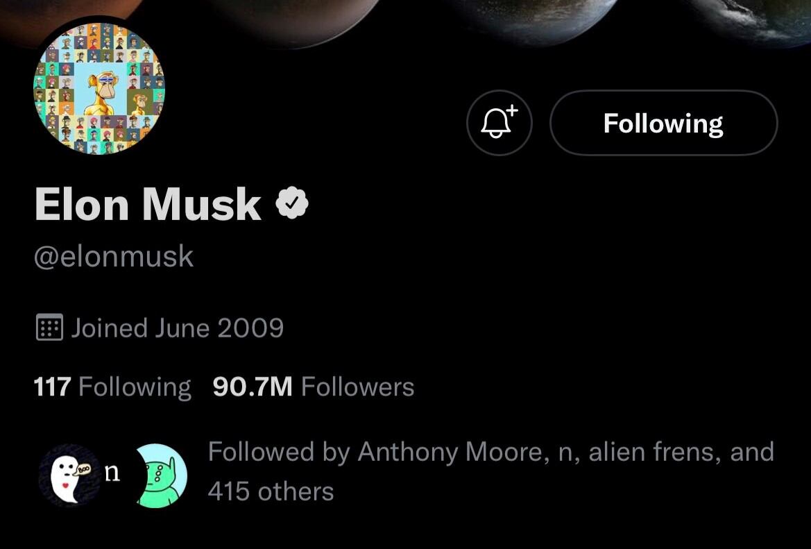Elon Musk cambió su foto de perfil de Twitter por un NFT Bored Ape