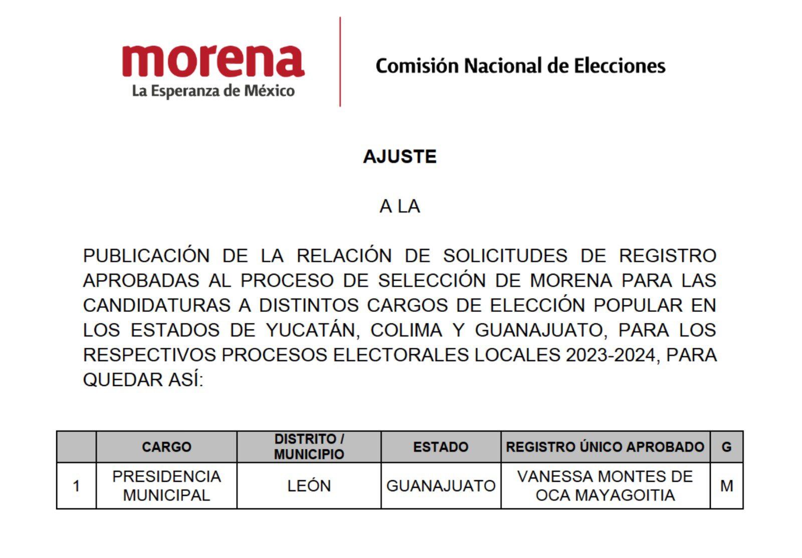 Morena designa a Vanessa Montes de Oca Mayagoitia como candidata a la alcaldía de León