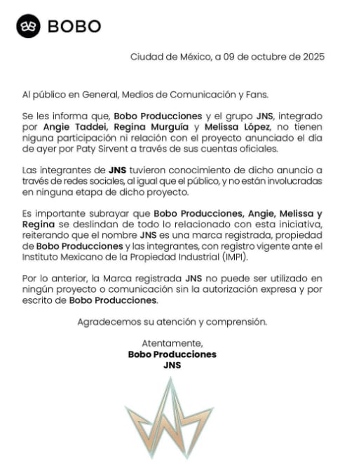 Bobo Producciones no tiene nada que ver con el regreso de Jeans