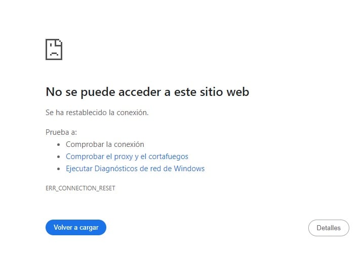 Mensaje de error en página de Mexicana de Aviación