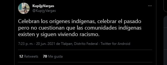Tweet sobre comentarios racistas de Cecilia Suárez y Paco León.