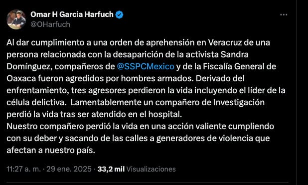 3 sicarios y 1 investigador muertos en caso Sandra Domínguez
