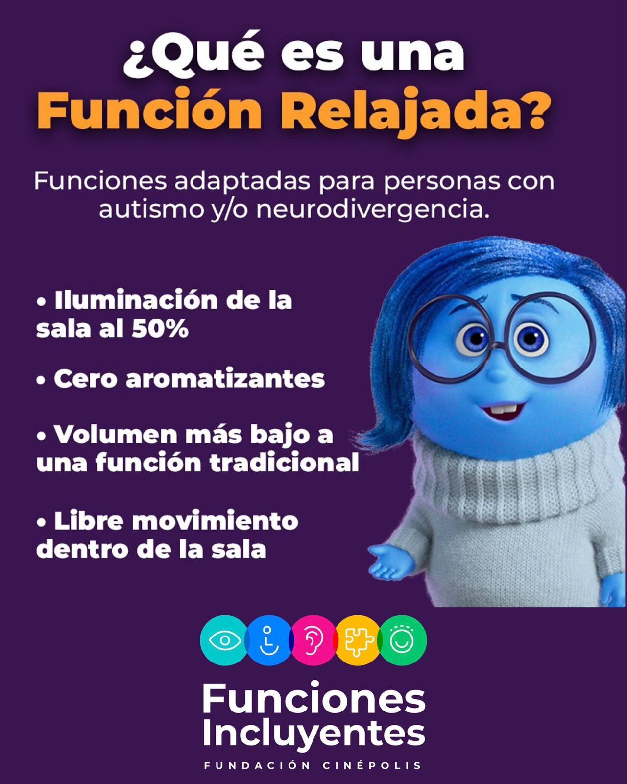 Intensamente 2 en Cinépolis: Qué es la función relajada para personas con autismo o neurodivergentes