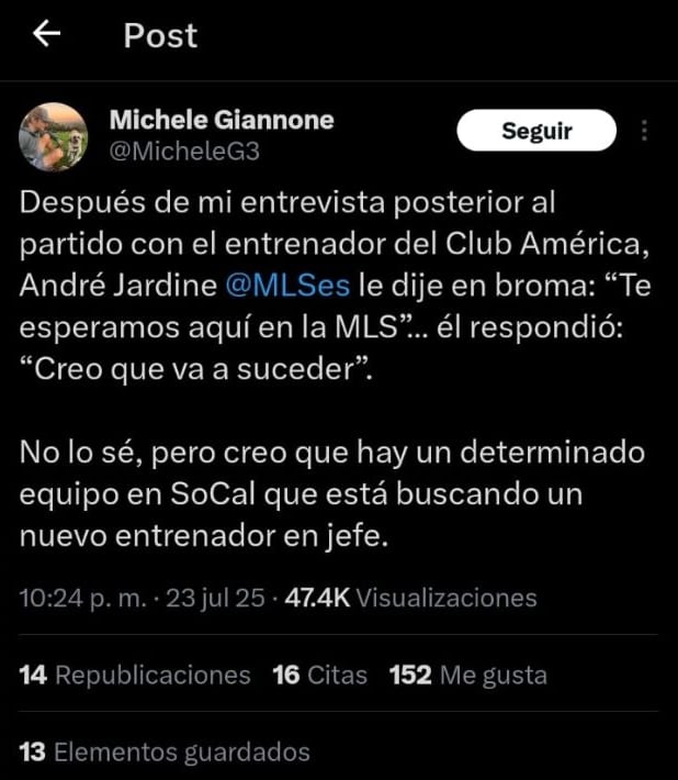 André Jardine sobre la posibilidad de dirigir en la MLS.