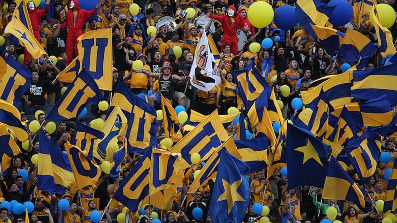Fans de Tigres en la tribuna del Estadio Universitario.