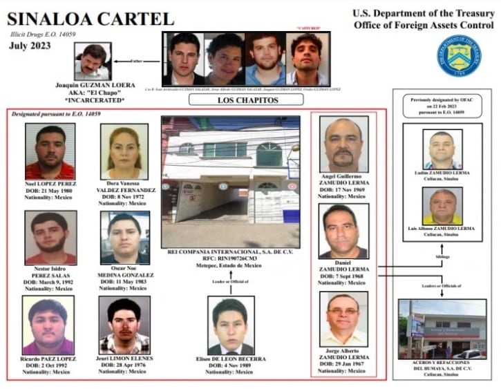 Estados Unidos sanciona a familiares de los Chapitos