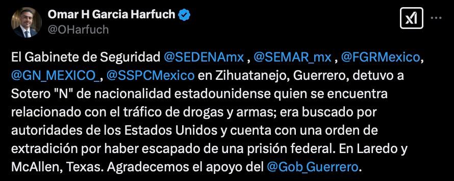 Detienen en México a Sotero 'N', hombre estadounidense que escapó de una cárcel de Estados Unidos