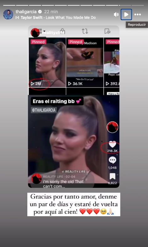 Thalí García promete regresar a redes sociales muy pronto