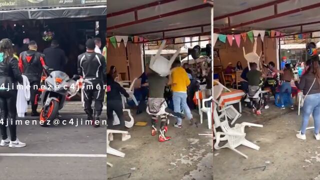 Captan pelea campal con sillazos entre motociclistas y comensales en Tres Marías, Morelos