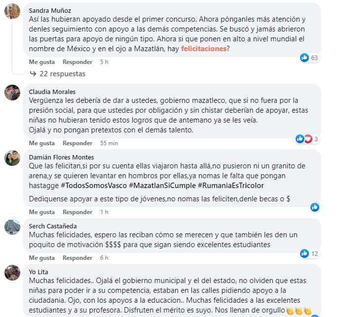 Reacciones a las alumnas de preparatoria en Mazatlán que ganaron medalla de oro