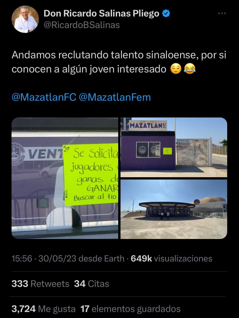 El Mazatlán FC busca jugadores "con ganas de ganar."